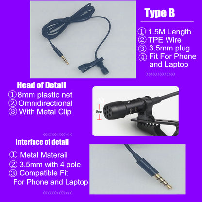 Omnidirectional Metal Tie Clip Microphone for Devices