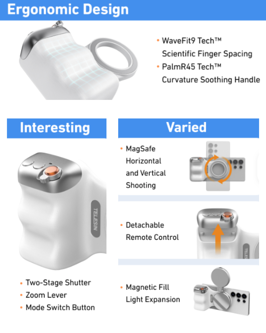 Magnetic Bluetooth Camera Handle