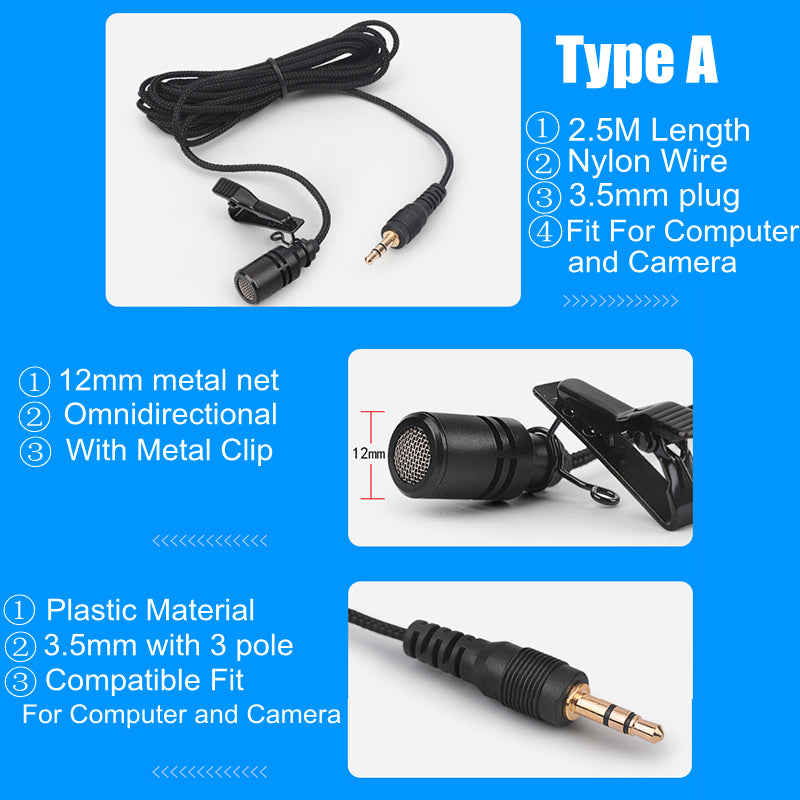 Omnidirectional Metal Tie Clip Microphone for Devices