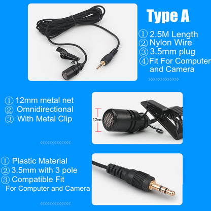 Omnidirectional Metal Tie Clip Microphone for Devices